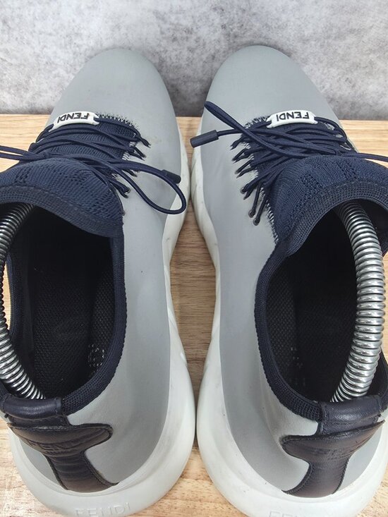 Fendi Flow Sneakers Mens 7 E Gray Neoprene  Shoes Lightweight Chunky Sole